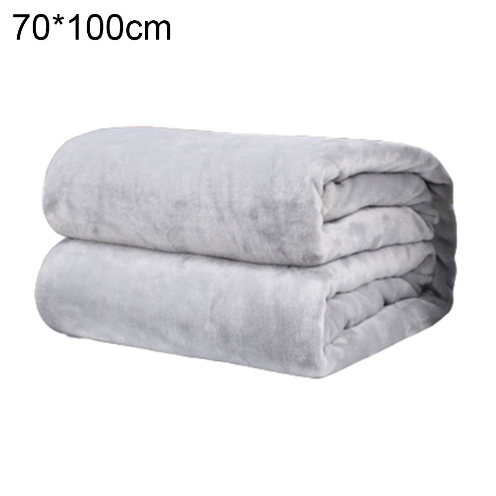 Polyester Soft Warm Solid Color Blanket Sleep Cover Rug For Home Bedroom Bedding-Silver Grey