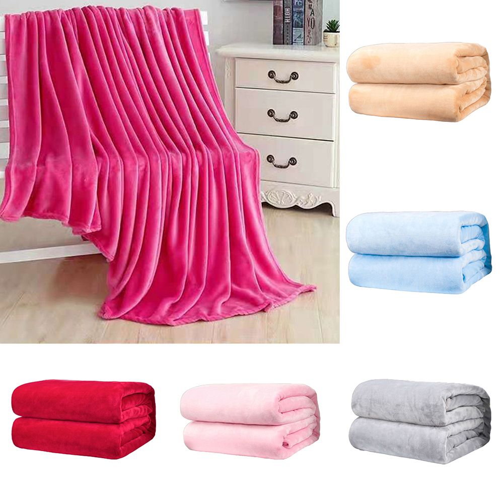 Polyester Soft Warm Solid Color Blanket Sleep Cover Rug For Home Bedroom Bedding-Silver Grey