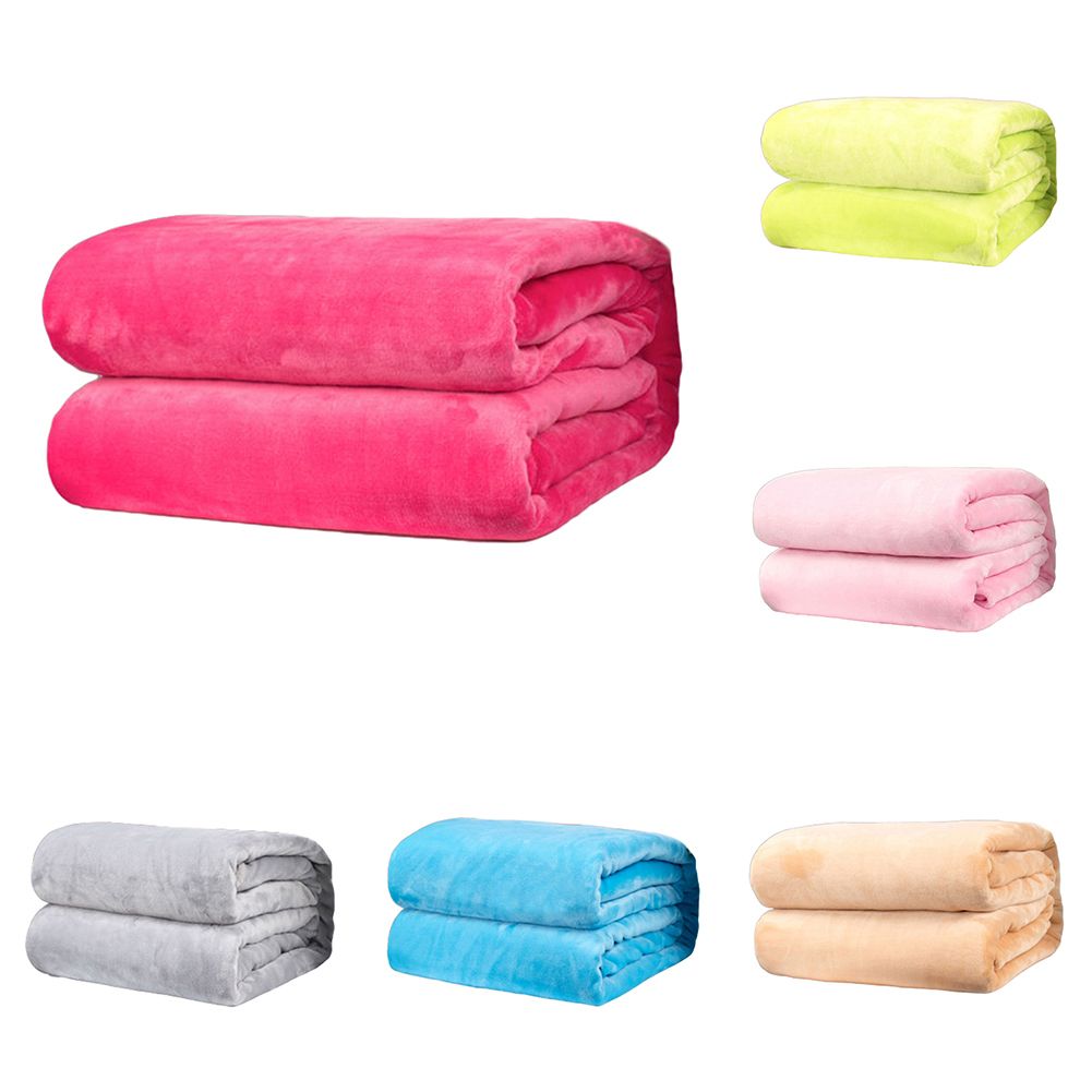 Polyester Soft Warm Solid Color Blanket Sleep Cover Rug For Home Bedroom Bedding-Silver Grey