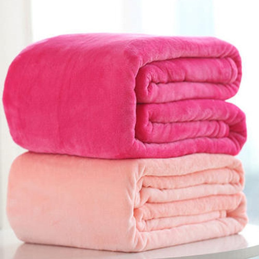 Polyester Soft Warm Solid Color Blanket Sleep Cover Rug For Home Bedroom Bedding-Silver Grey
