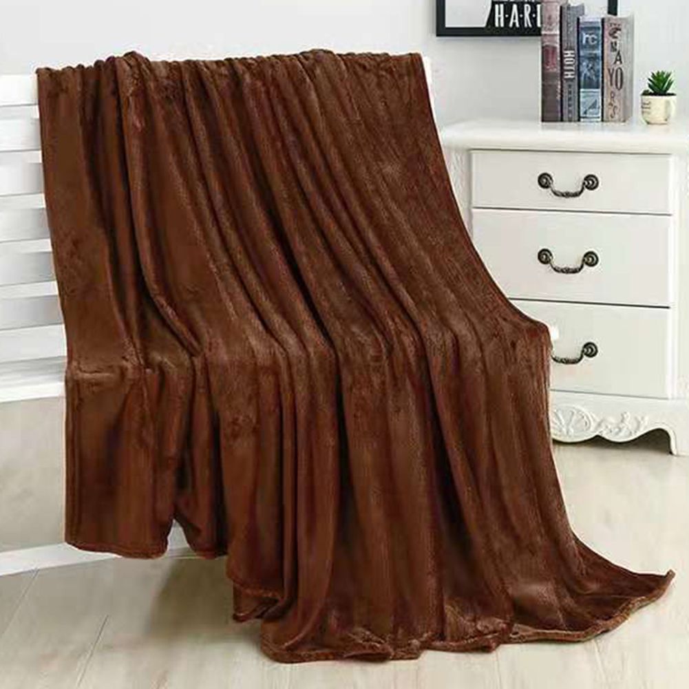 Polyester Soft Warm Solid Color Blanket Sleep Cover Rug For Home Bedroom Bedding-Silver Grey