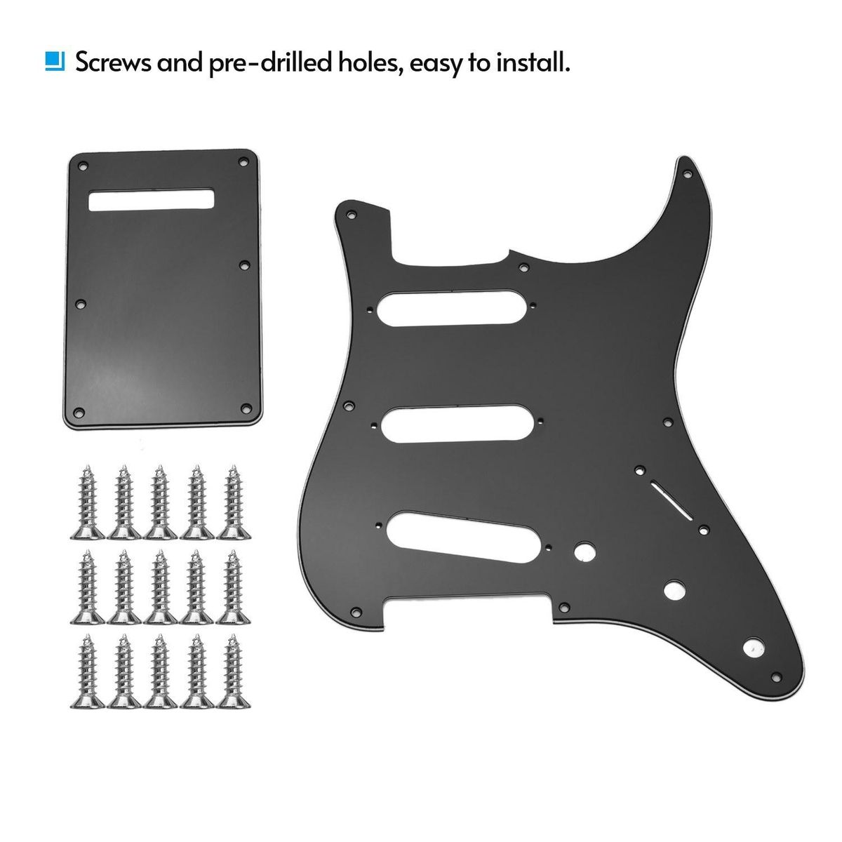 8 Hole Guitar Pickguard Set 3 Ply Panels with Backplate & Screws for ST Guitar