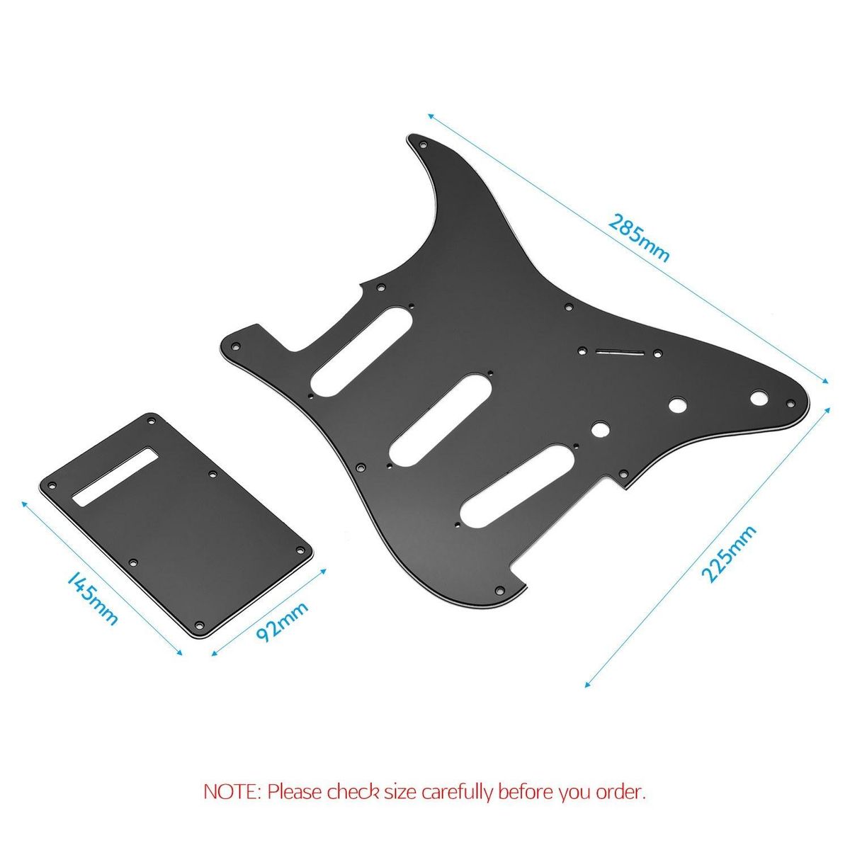 8 Hole Guitar Pickguard Set 3 Ply Panels with Backplate & Screws for ST Guitar