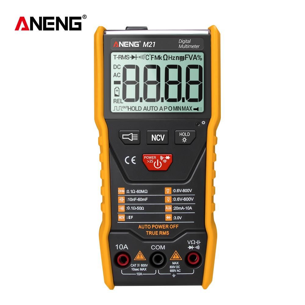 ANENG M21 Digital Auto Multimeter Meter with Backlight 6000 Counts Voltage Current Resistance Measurement Test Ammeter Voltmeter LCD Display