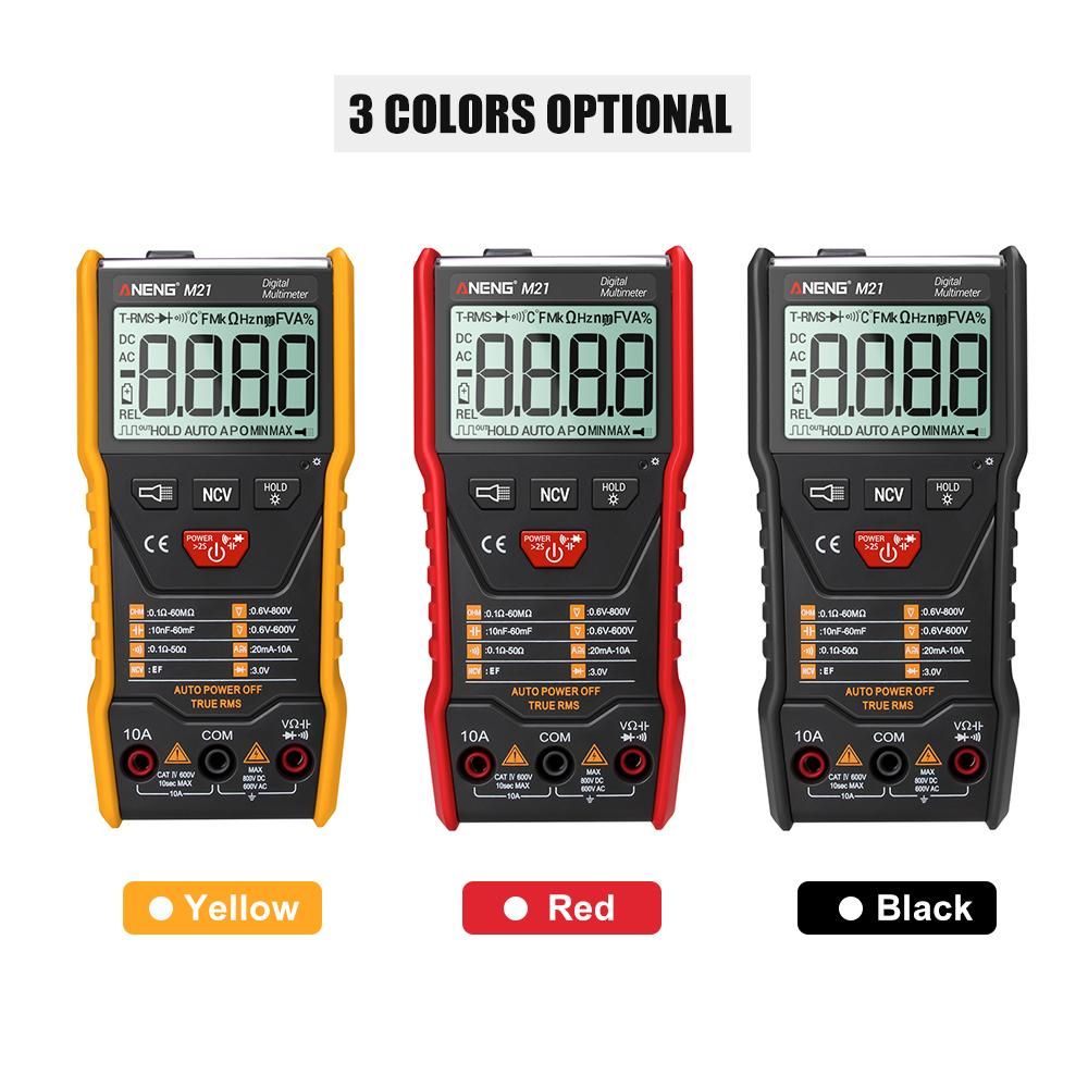 ANENG M21 Digital Auto Multimeter Meter with Backlight 6000 Counts Voltage Current Resistance Measurement Test Ammeter Voltmeter LCD Display