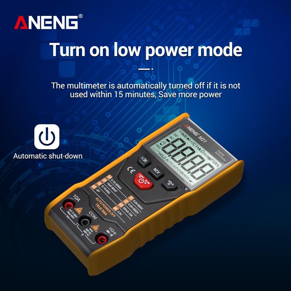 ANENG M21 Digital Auto Multimeter Meter with Backlight 6000 Counts Voltage Current Resistance Measurement Test Ammeter Voltmeter LCD Display