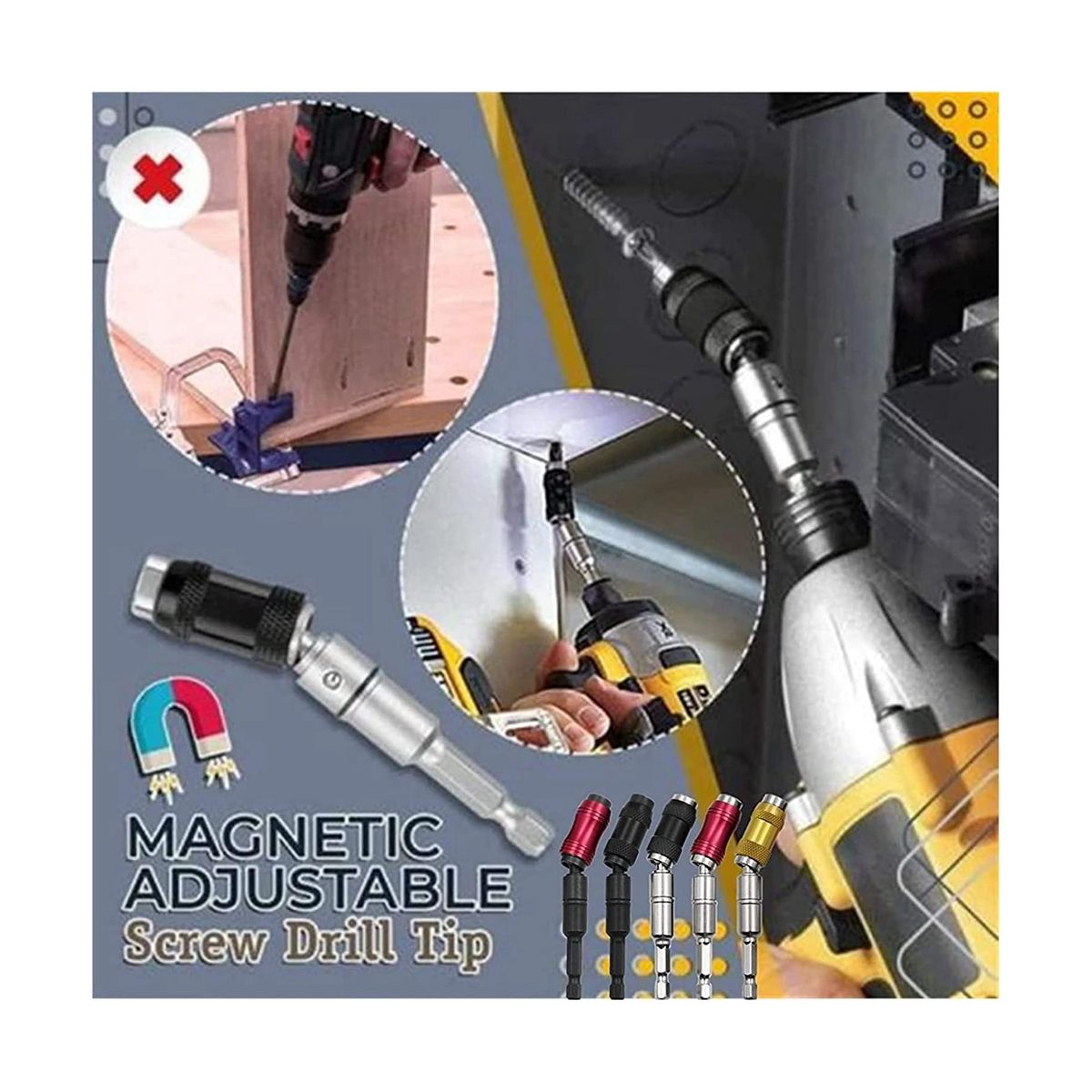 Magnetic Swiveling Bit Tip Holder Magnetic Pivotable Bit Tip Holder Universal Magnetic Connecting Rod Multiple Angles
