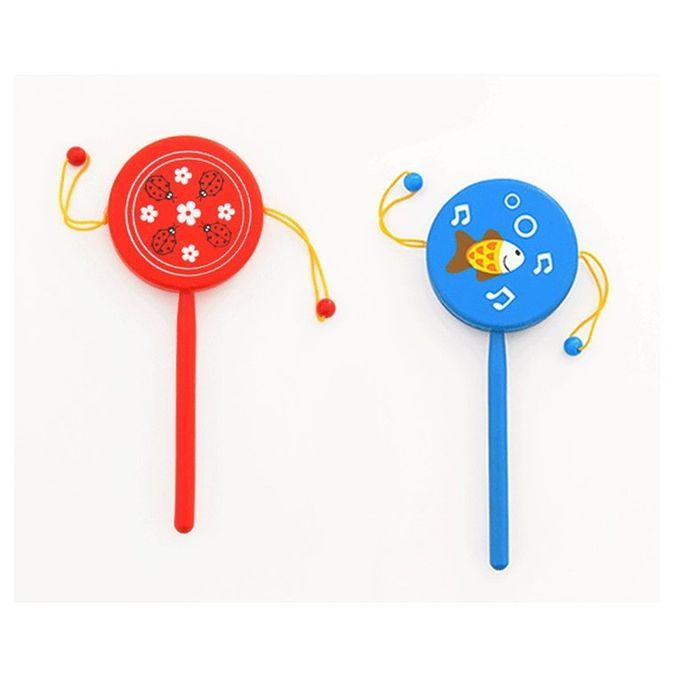 High Quality Traditional Wooden Rattle Drum Music Instrument For Kids Children