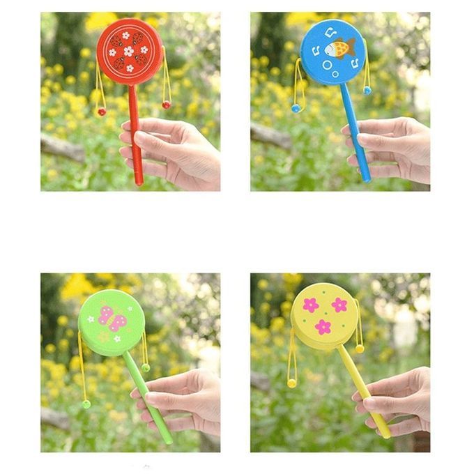 High Quality Traditional Wooden Rattle Drum Music Instrument For Kids Children