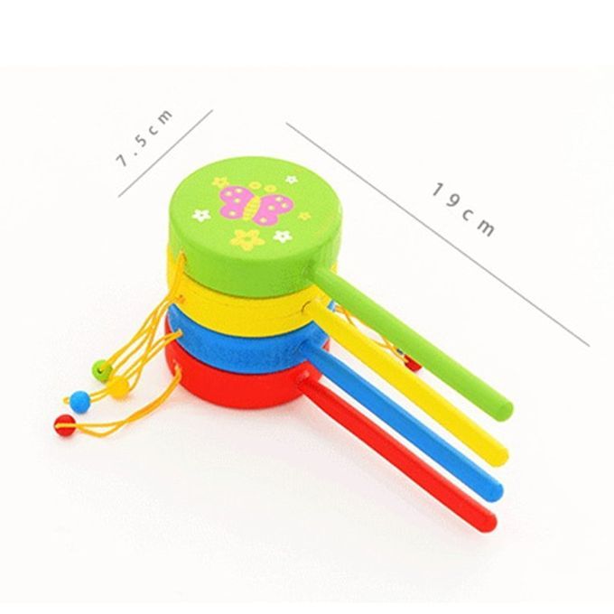High Quality Traditional Wooden Rattle Drum Music Instrument For Kids Children