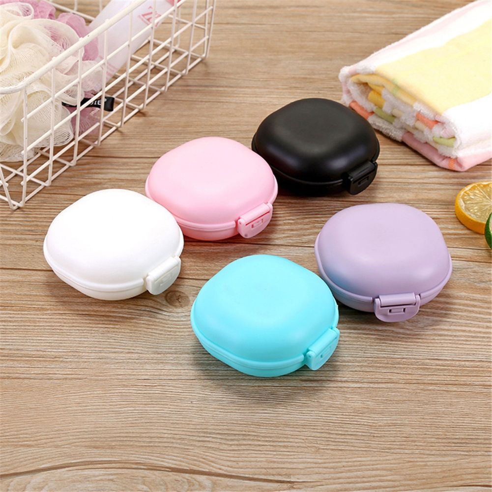 Portable Lovely Oval Soap Holder Storage Box Bathroom Home Travel Case Container-Black