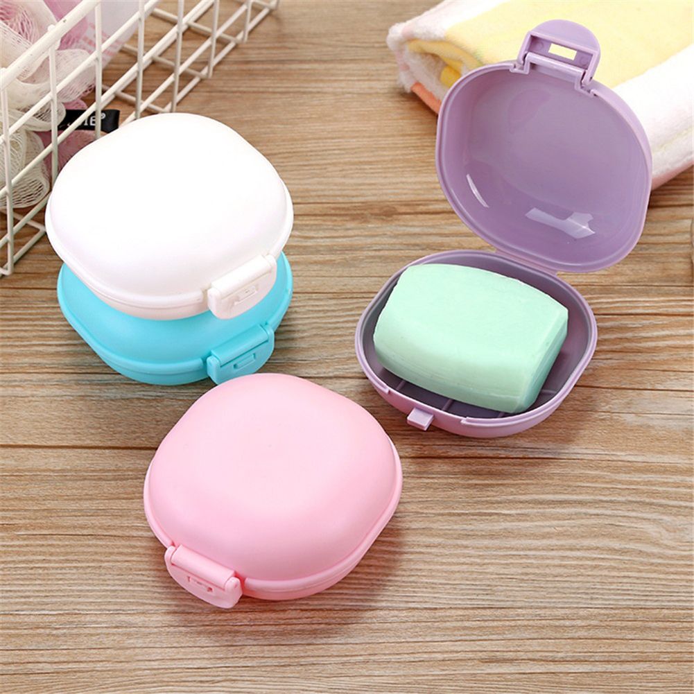Portable Lovely Oval Soap Holder Storage Box Bathroom Home Travel Case Container-Black