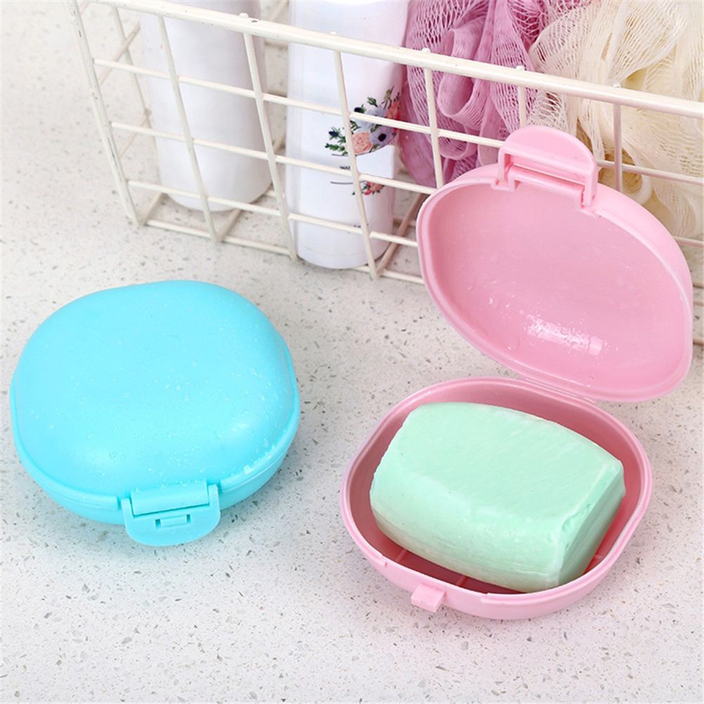 Portable Lovely Oval Soap Holder Storage Box Bathroom Home Travel Case Container-Black