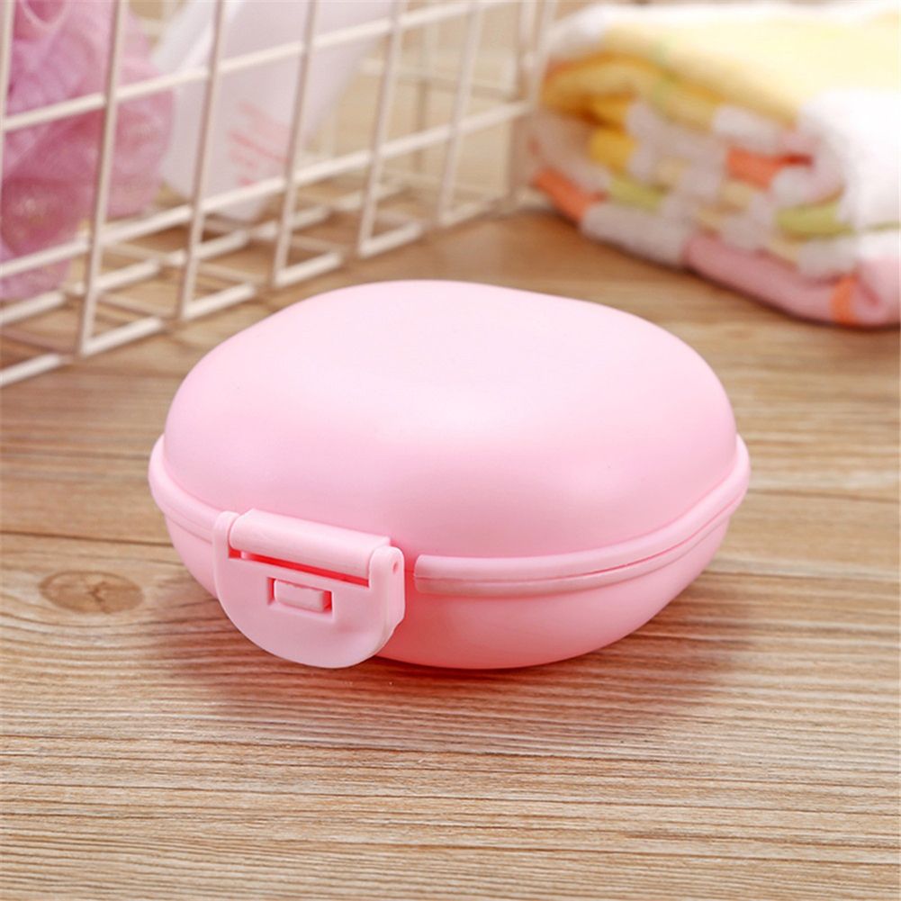 Portable Lovely Oval Soap Holder Storage Box Bathroom Home Travel Case Container-Black