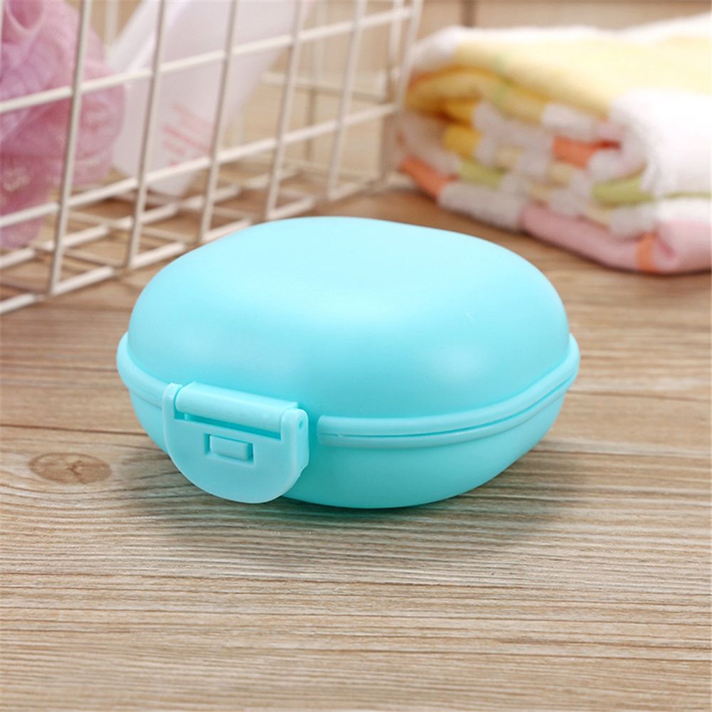 Portable Lovely Oval Soap Holder Storage Box Bathroom Home Travel Case Container-Black