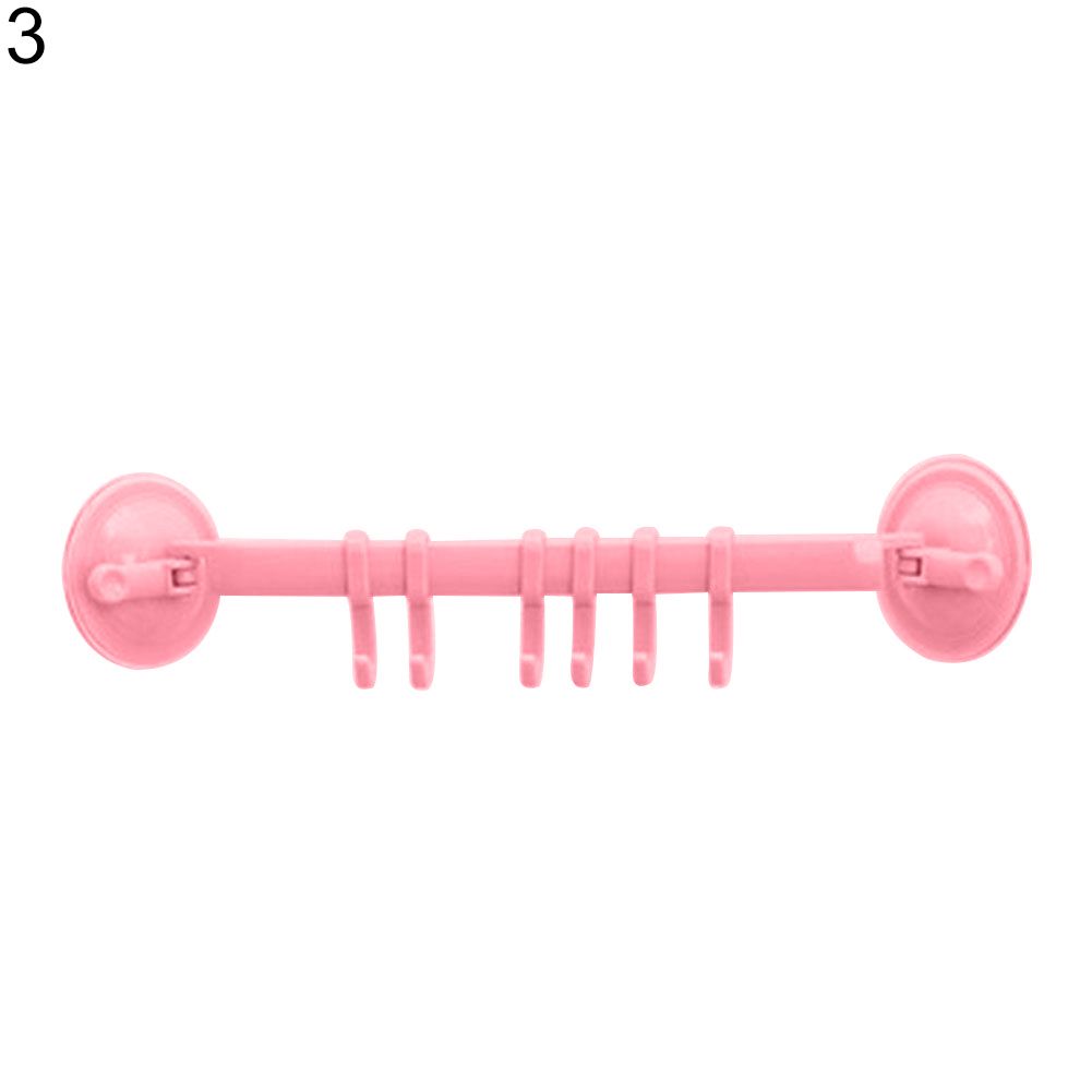 Multifunctional Suction Cup Towel Hanger Kitchen Bathroom Storage Rack Holder-Pink