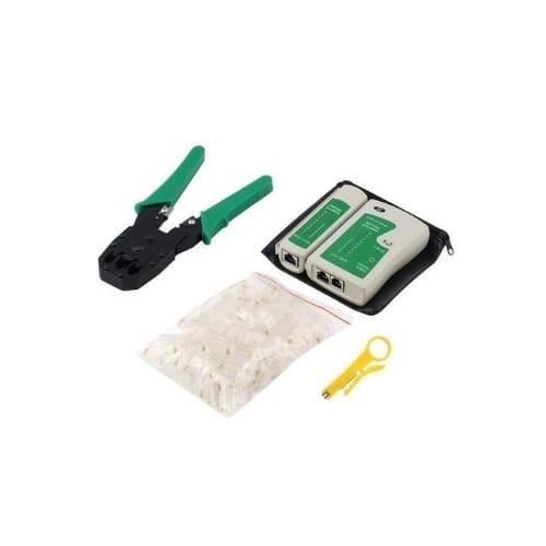 Cable Tester + Crimp Crimper +100 Rj45 Cat5 Cat5e Connector Plug Network Tool