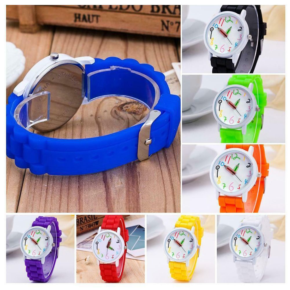 Cartoon Children Kids Round Dial Silicone Strap-Yellow