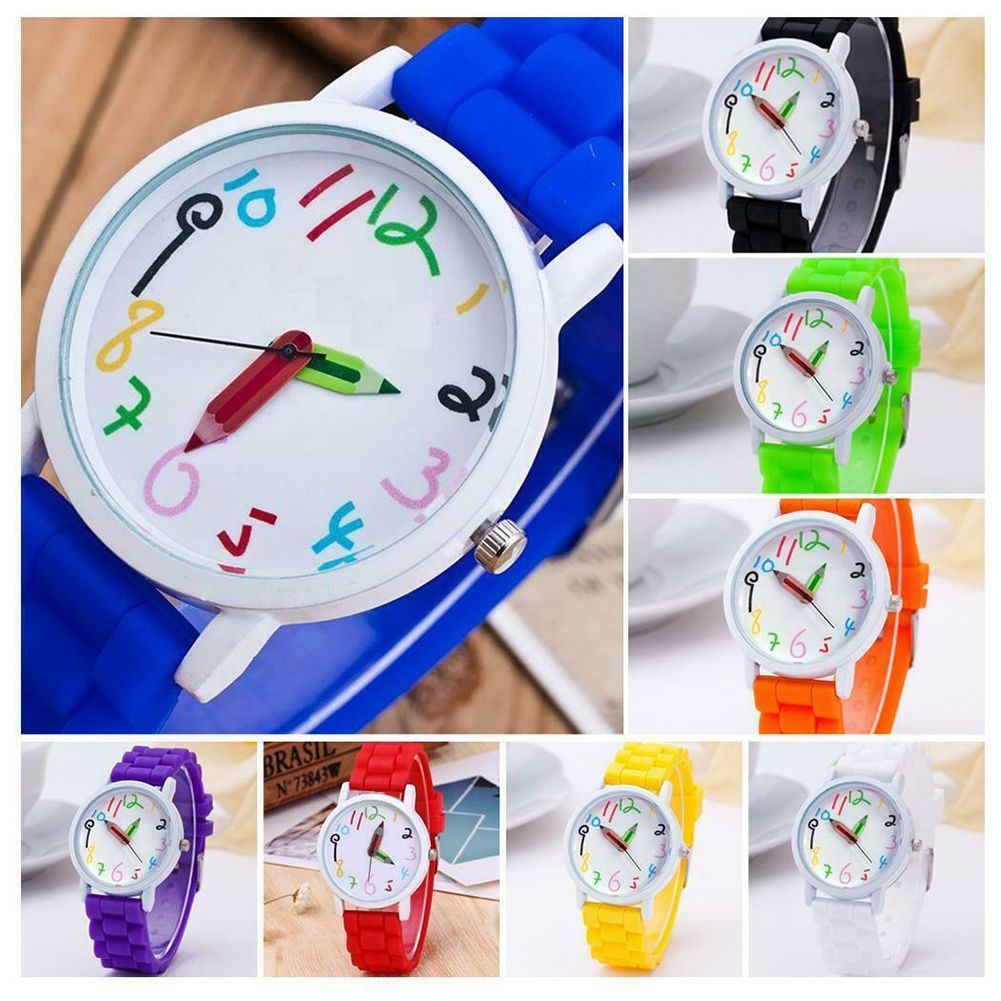 Cartoon Children Kids Round Dial Silicone Strap-Yellow