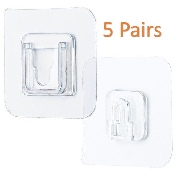5-pairs Strong Self-adhesive Wall Hooks Door Sticky Hooks