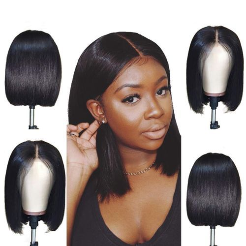 Female Black Short Straight Hair Bob Head Wig