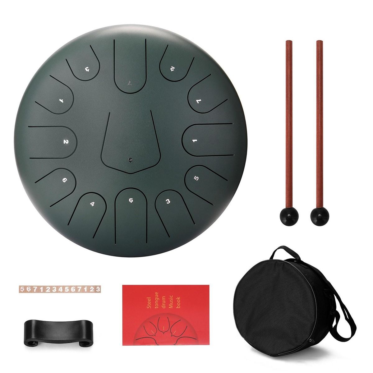 12 inch 13-Tone Steel Tongue Drum Mini Hand Pan Drums with Drumsticks Percussion Musical Instruments