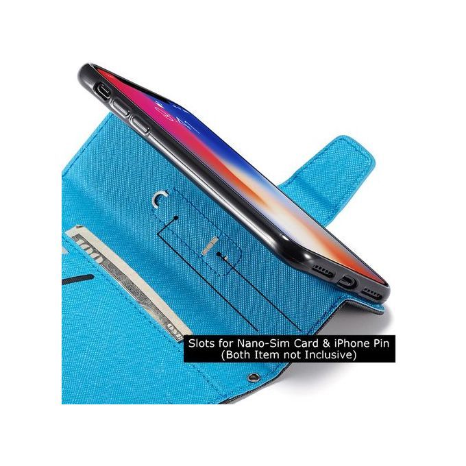 For Samsung C9 PRO Flip Case MUXMA Flip Card Phone Case Two-color Anti-fall Leather Case-Blue