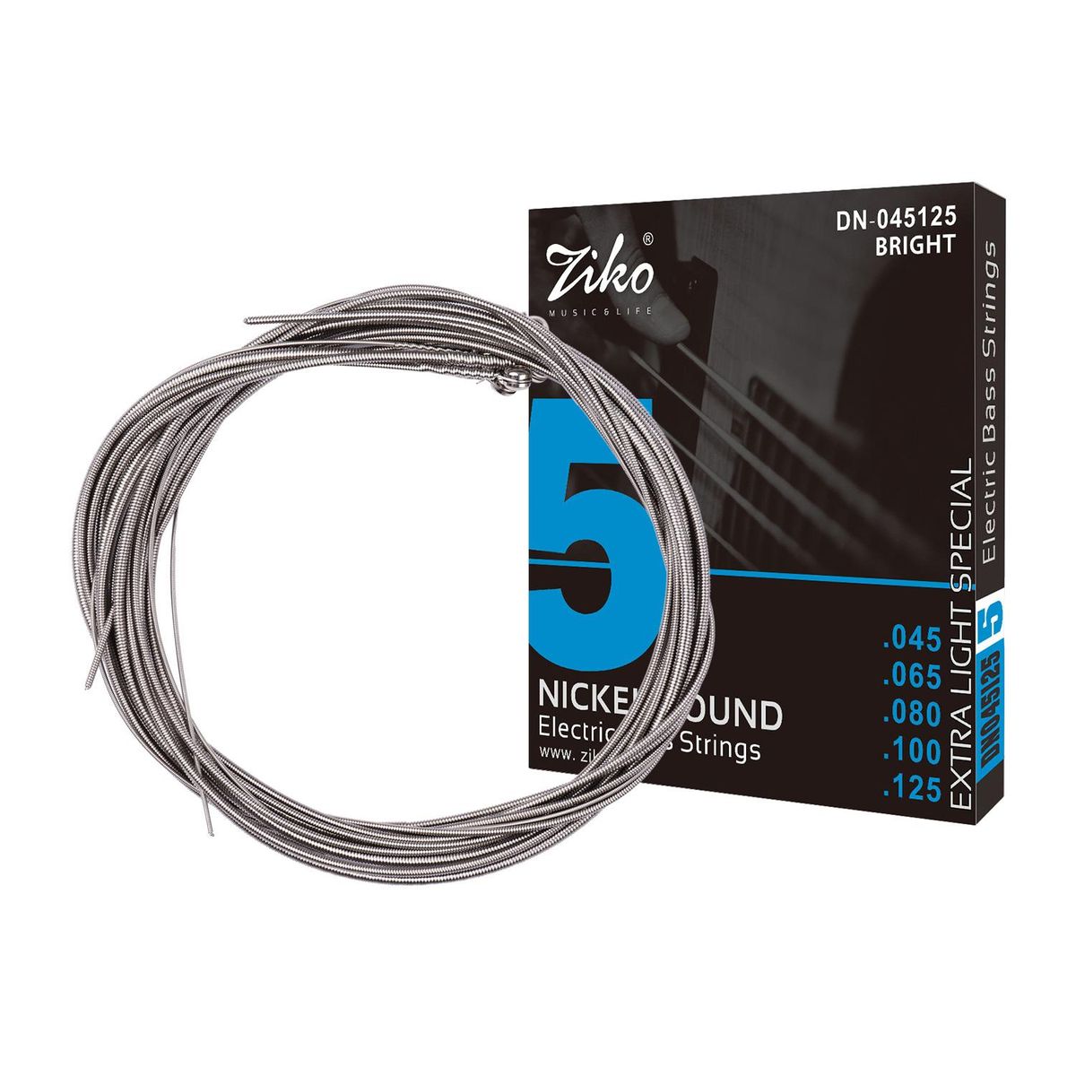 Electric Bass Guitar Strings Hexagon Alloy Wire Nickel Wound Bright Corrosion Resistant 5 Strings Set(.045-.125) Extra Light Special