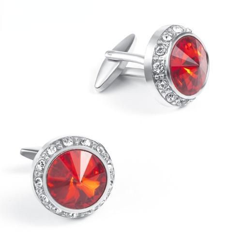 Men's Rhinestone Versatile Cufflinks Round  Crystal Diamond Cufflinks European Shirt Cuff Links
