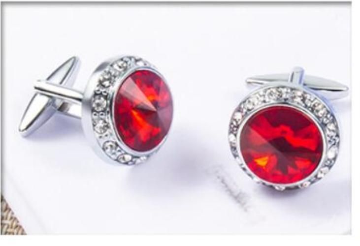 Men's Rhinestone Versatile Cufflinks Round  Crystal Diamond Cufflinks European Shirt Cuff Links