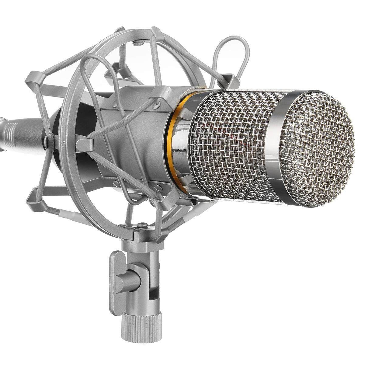 Condenser Audio Microphone Sound Studio Dynamic Mic Shock Mount Live Kit Black Black (silver Bracket Silver Mesh Head)