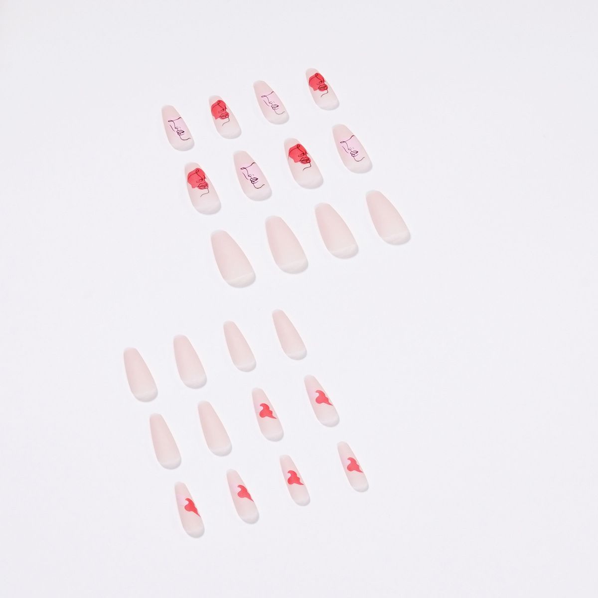 Nude Pink Press On Nails With Beautiful Art Image