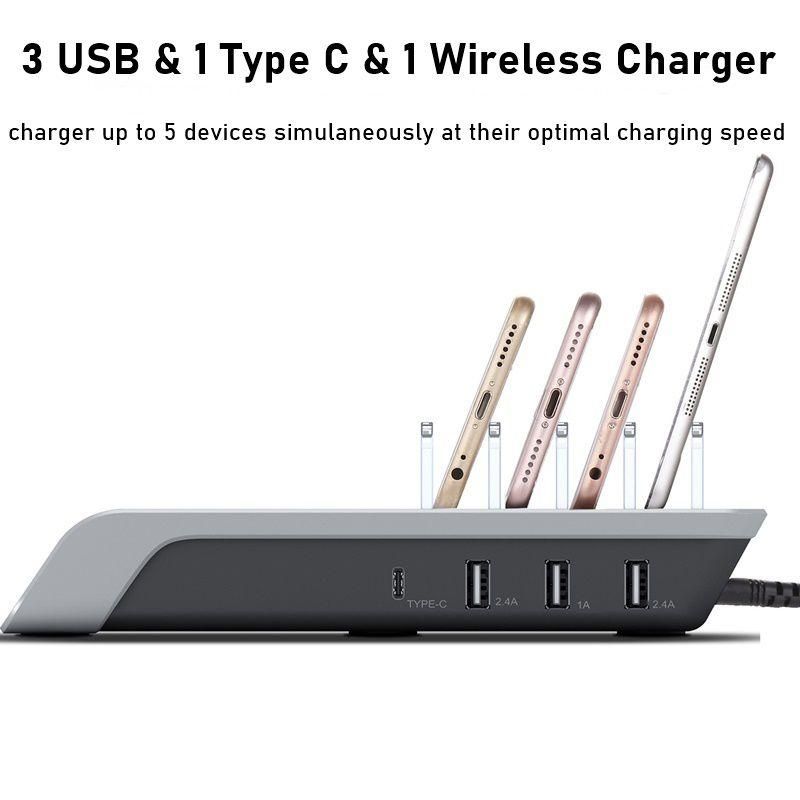 45w Multi 3 Port Usb Wireless Charger Usb C Charging Sta USB