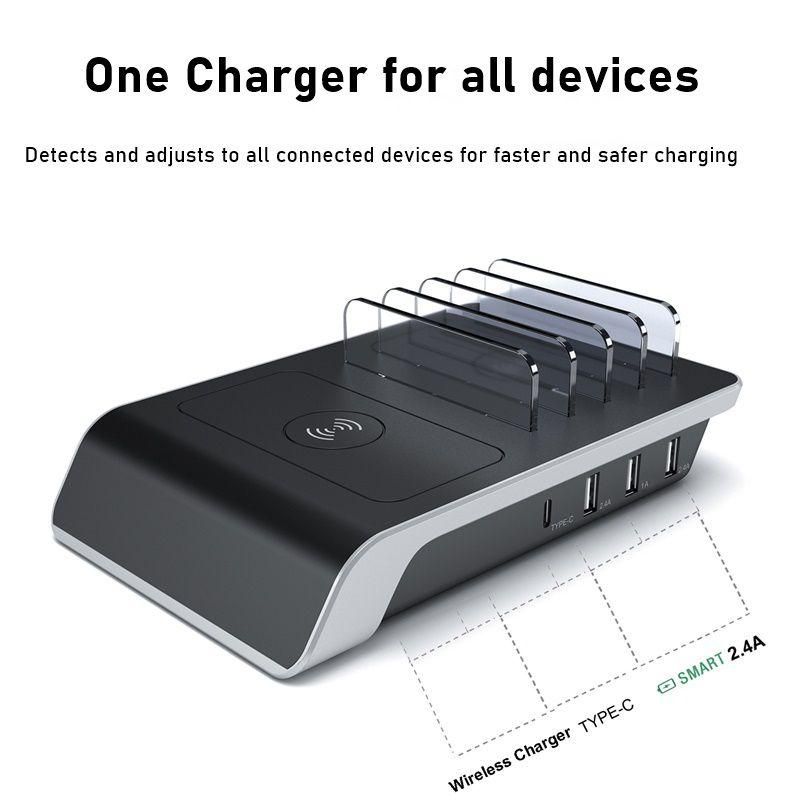 45w Multi 3 Port Usb Wireless Charger Usb C Charging Sta USB