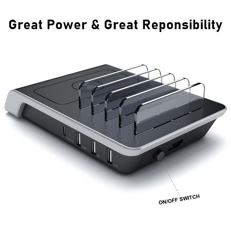 45w Multi 3 Port Usb Wireless Charger Usb C Charging Sta USB