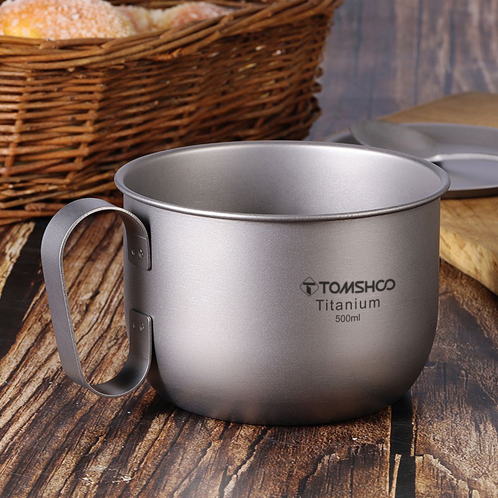 500ml Titanium Cup With Handle Camping Coffee Cup