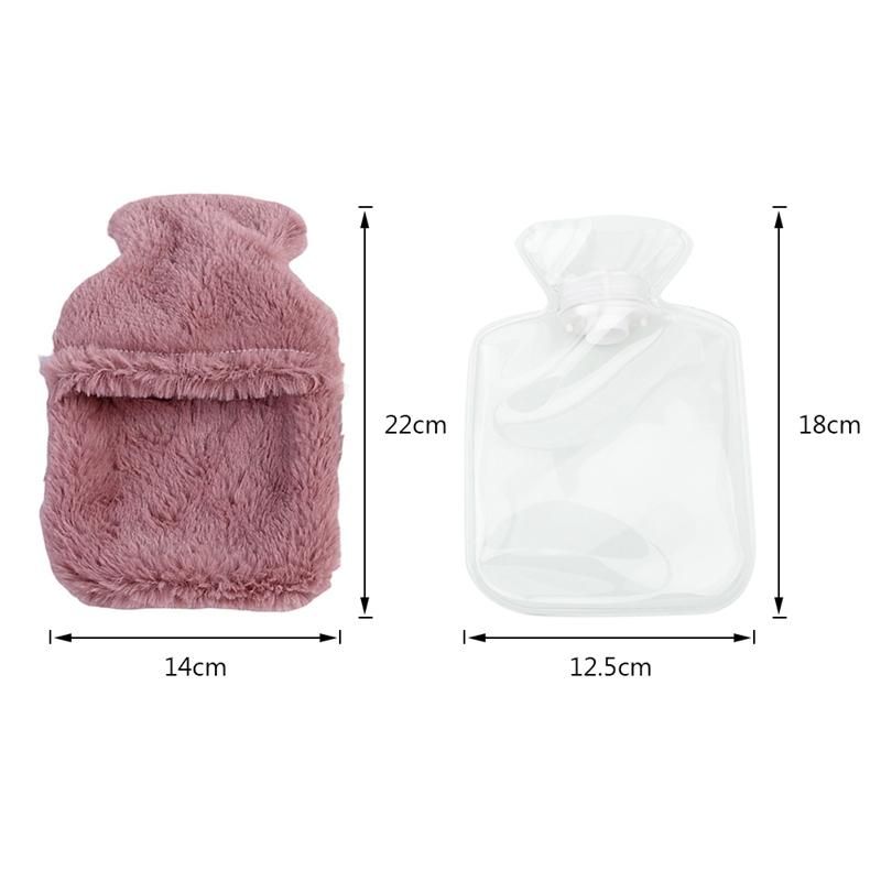 Cute Stress Pain Relief Therapy Hot Water Bottle Bag with Knitted Soft Cozy Cover Reusable Hand Warmer  Gray