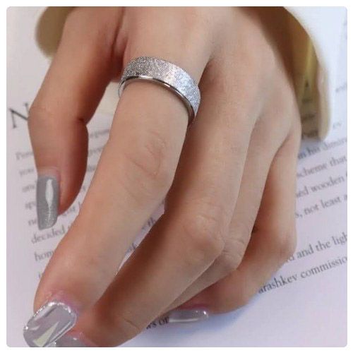 2pc. Silver Tone Sandblasted 6mm Width Stainless Steel Wedding Band