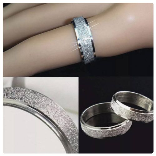 2pc. Silver Tone Sandblasted 6mm Width Stainless Steel Wedding Band