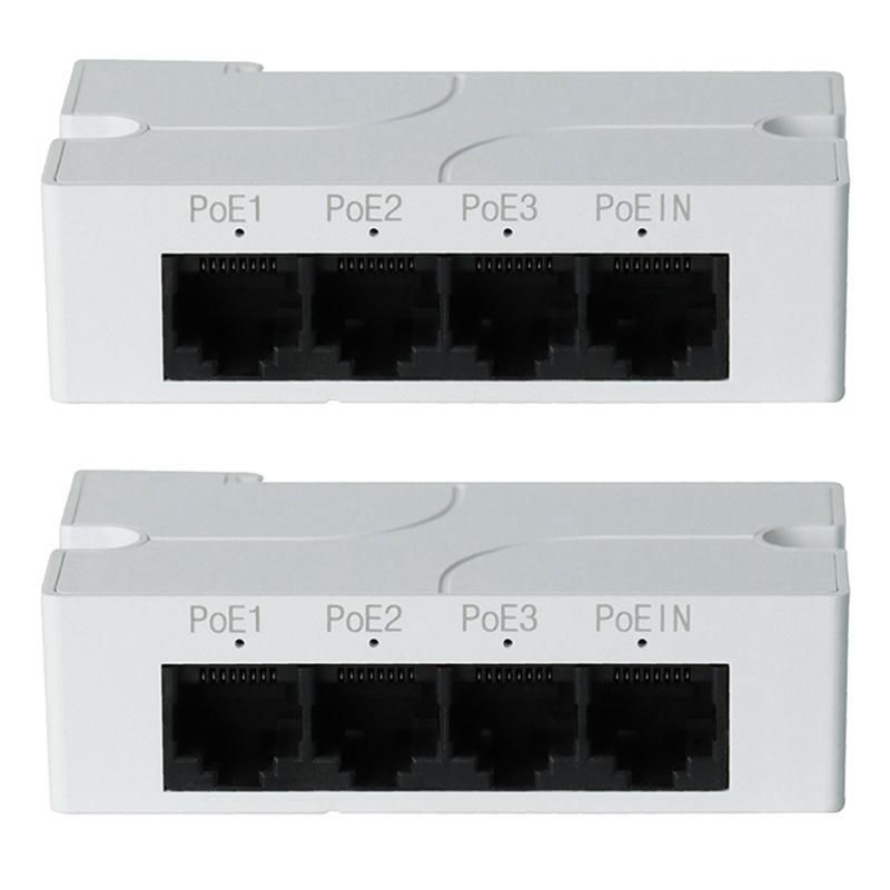2 Pcs 1 to 3 Port PoE Extender Passive Cascadable IEEE8023Af IP Port Transmission Extender for POE Switch NVR IP Camera