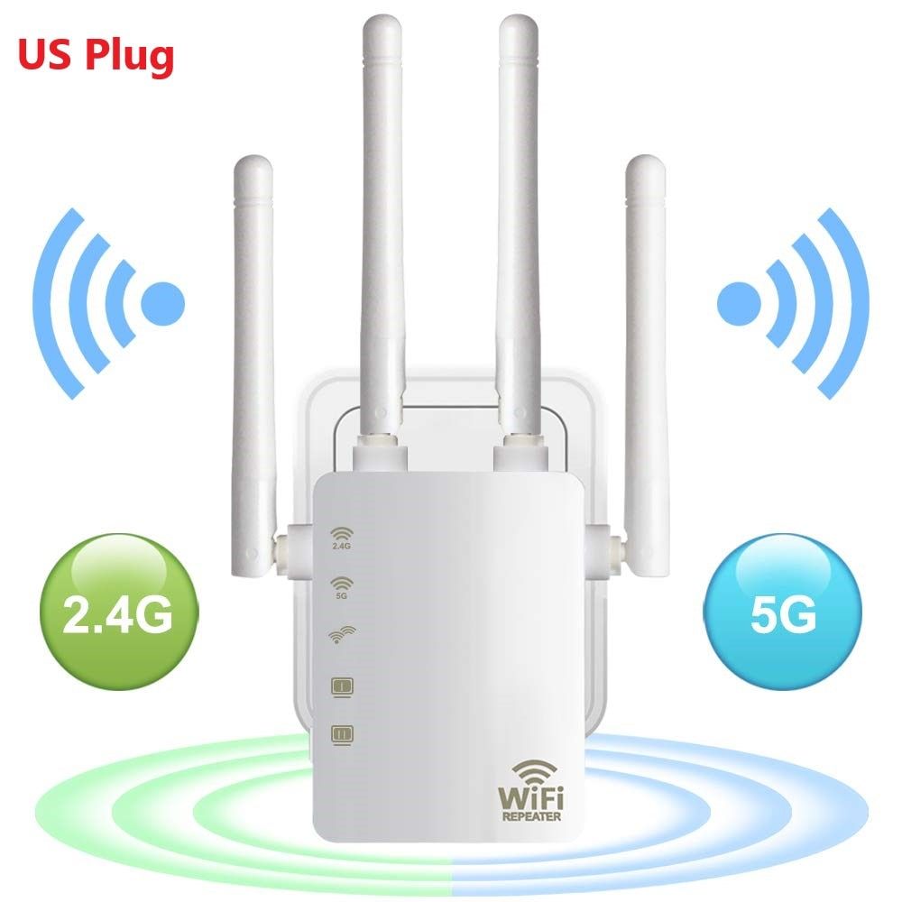 Onvian Wifi Repeater Wireless Repetidor Wifi 1200Mbps Dual-Band 2.4/5G 4 Wi-Fi Range Extender Wi-Fi S 1200Mbps--US Plug
