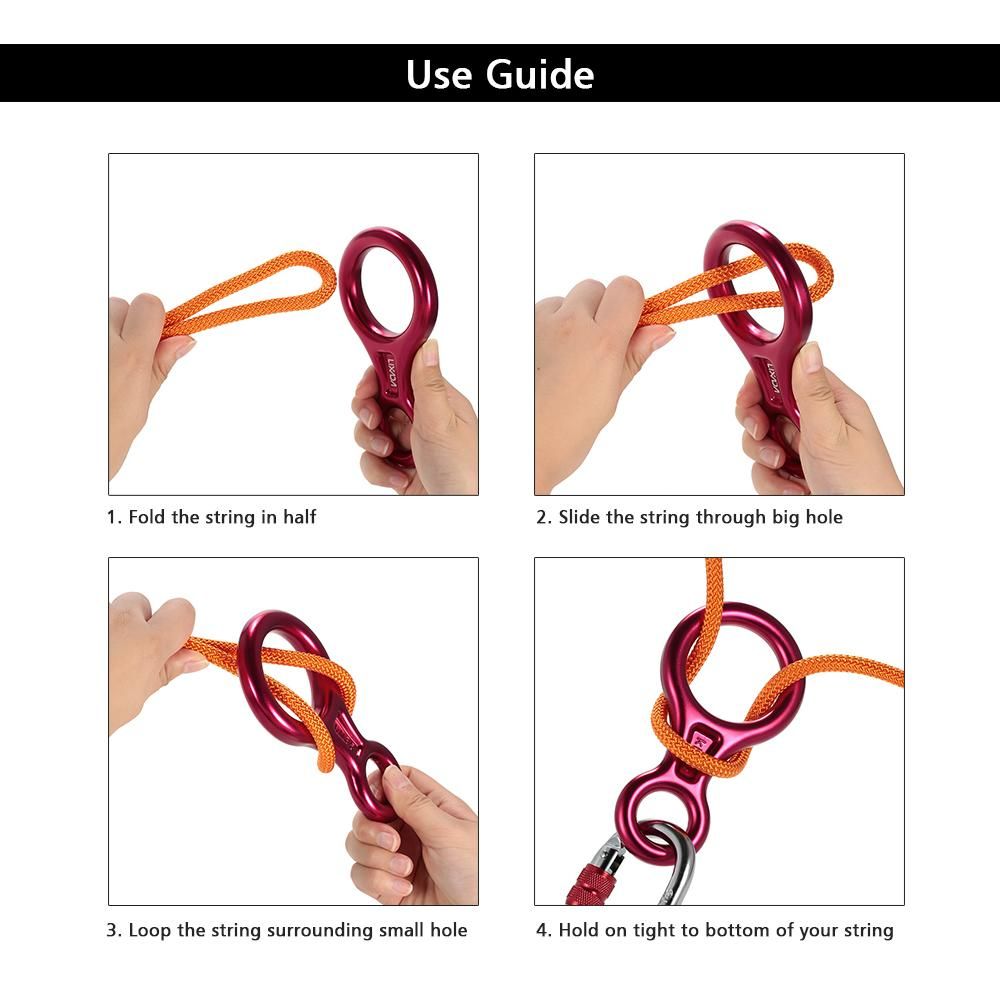 Lixada 35KN Rescue Figure 8 Descender Outdoor O-ring Hook Rappel Device for Rappelling Belaying Climbing