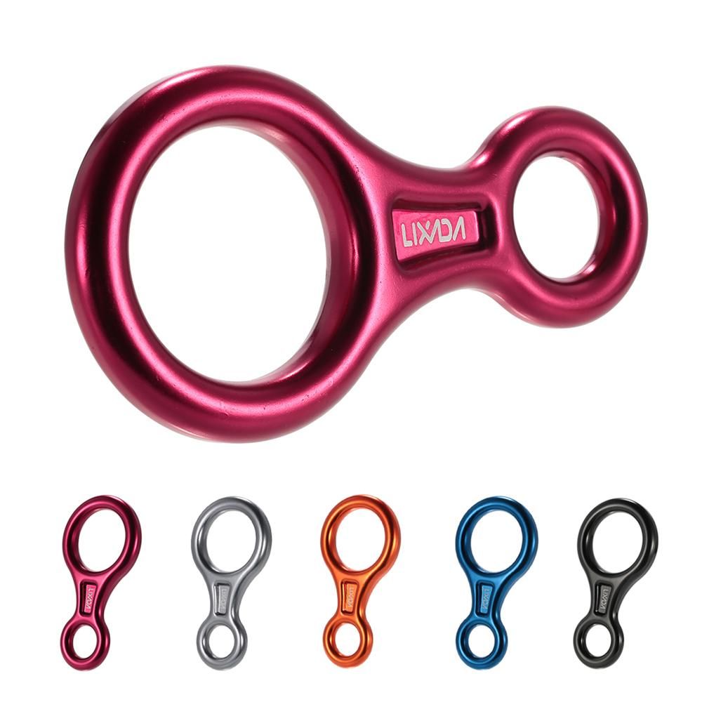 Lixada 35KN Rescue Figure 8 Descender Outdoor O-ring Hook Rappel Device for Rappelling Belaying Climbing