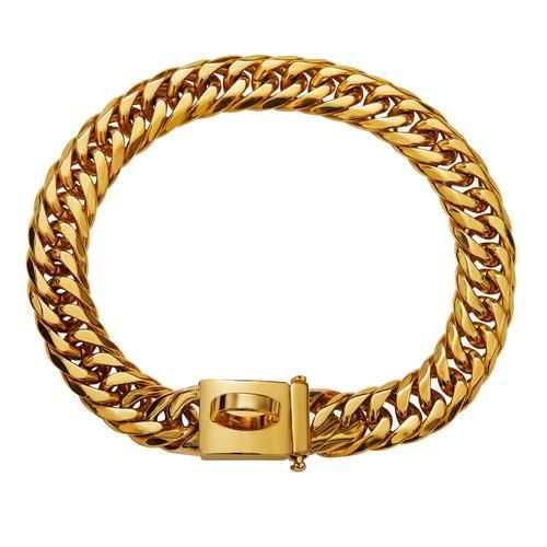 Dog Chain Collar Stainless Steel 18K Gold Necklace 16MM Heavy Duty Choke Collar Cuban Jewelry Accessories Collar For Large Dogs