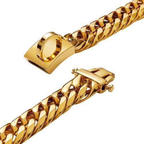 Dog Chain Collar Stainless Steel 18K Gold Necklace 16MM Heavy Duty Choke Collar Cuban Jewelry Accessories Collar For Large Dogs