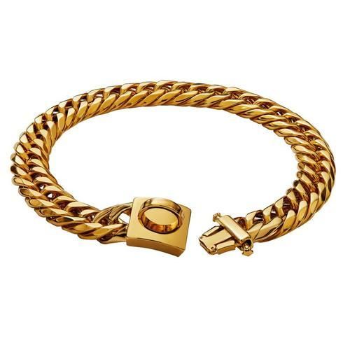 Dog Chain Collar Stainless Steel 18K Gold Necklace 16MM Heavy Duty Choke Collar Cuban Jewelry Accessories Collar For Large Dogs