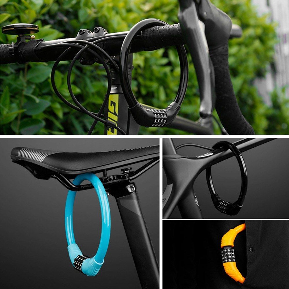 Bike Portable Lock 4 Digit Cable Lock Pocket Size Bicycle