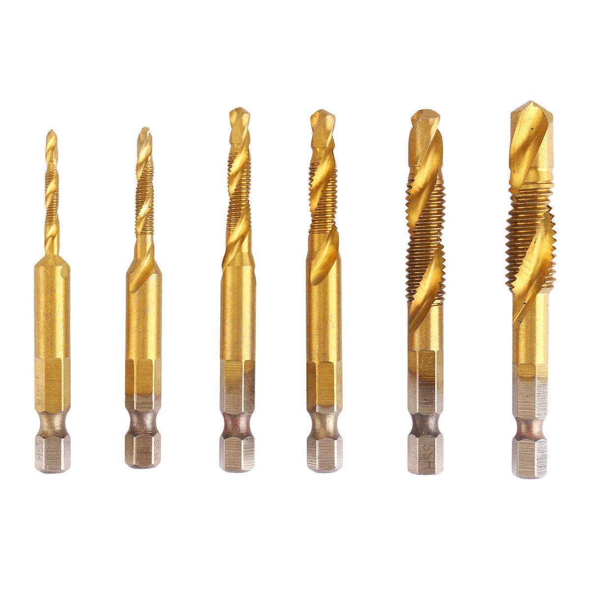 -M10 Hexagon Shank HSS Screw Thread Tap Taper Drill Bit Combination Set