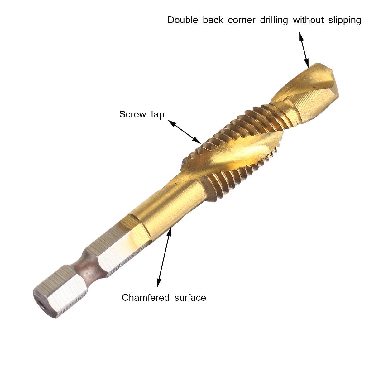 -M10 Hexagon Shank HSS Screw Thread Tap Taper Drill Bit Combination Set