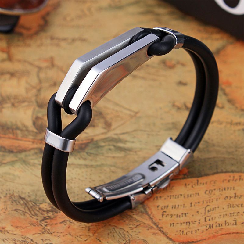 Classic Unisex Stainless Rubber Bracelet/Men Bracelet
